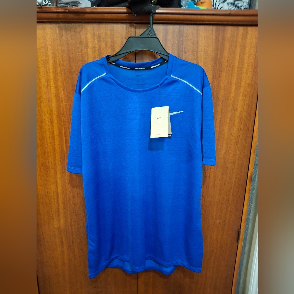 Nike Running Top Mens Large Blue Dri-Fit Shirt